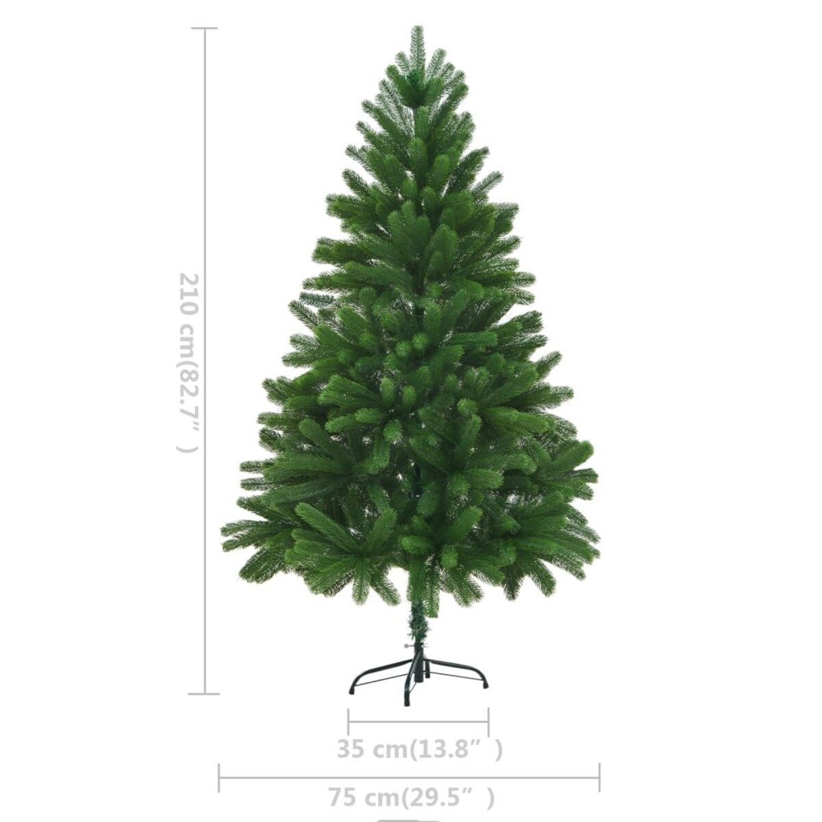 vidaXL Sztuczna choinka z lampkami i bombkami, 210 cm, zielona