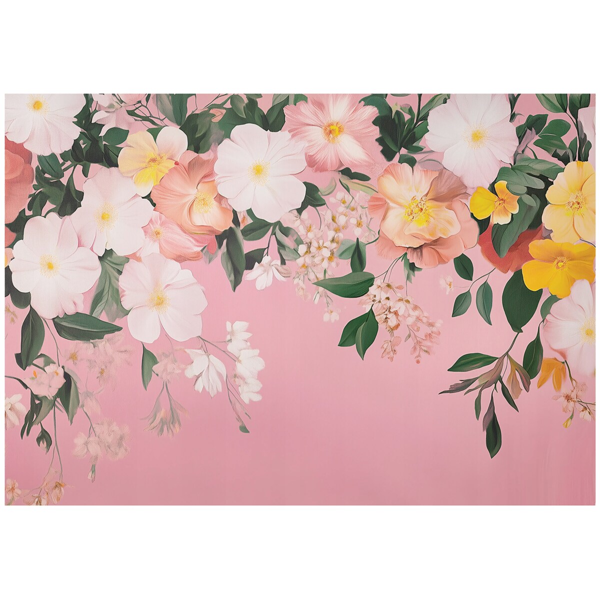 Fototapeta Do Sypialni Salonu Na Flizelinie Kwiaty Liście Różowy 400x280