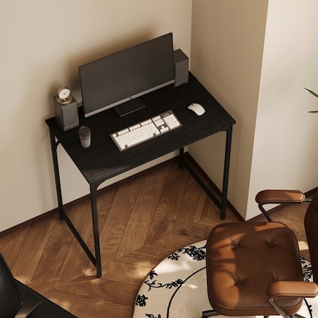 Biurko komputerowe – czarne, industrialne, nowoczesny styl loft, 80 cm