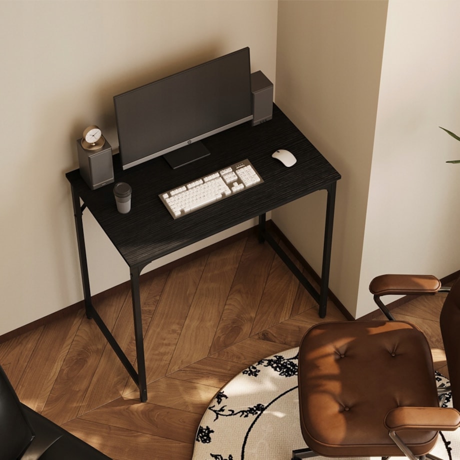 Biurko komputerowe – czarne, industrialne, nowoczesny styl loft, 80 cm