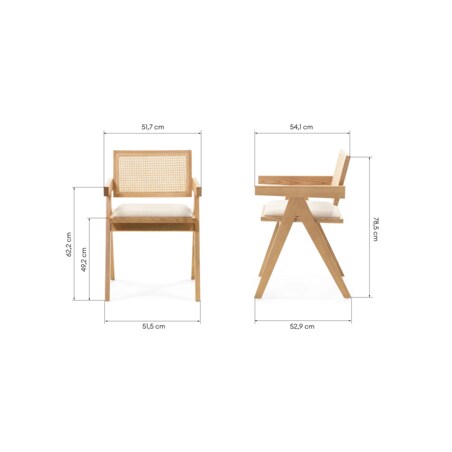 Krzesło z podłokietnikami, miękkie siedzisko, KIEMER - II jasnobrązowe