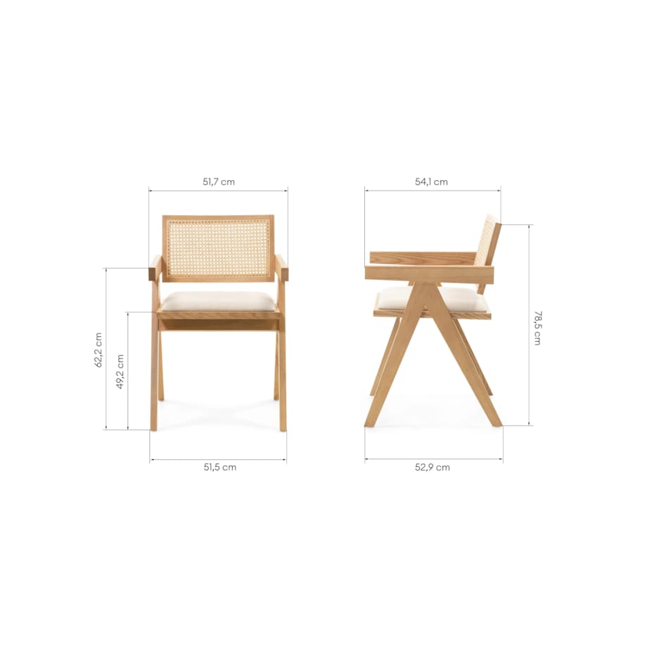 Krzesło z podłokietnikami, miękkie siedzisko, KIEMER - II jasnobrązowe