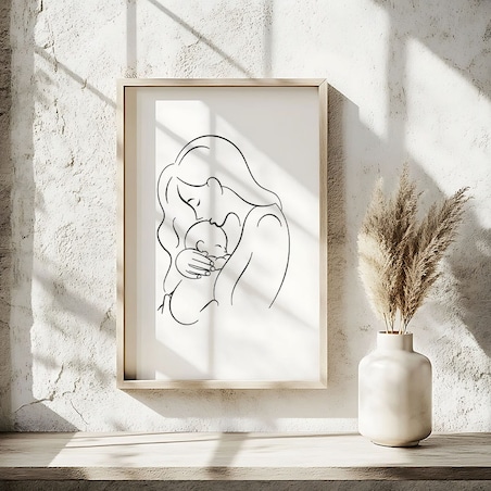 plakat line art mother with child 50x70 cm