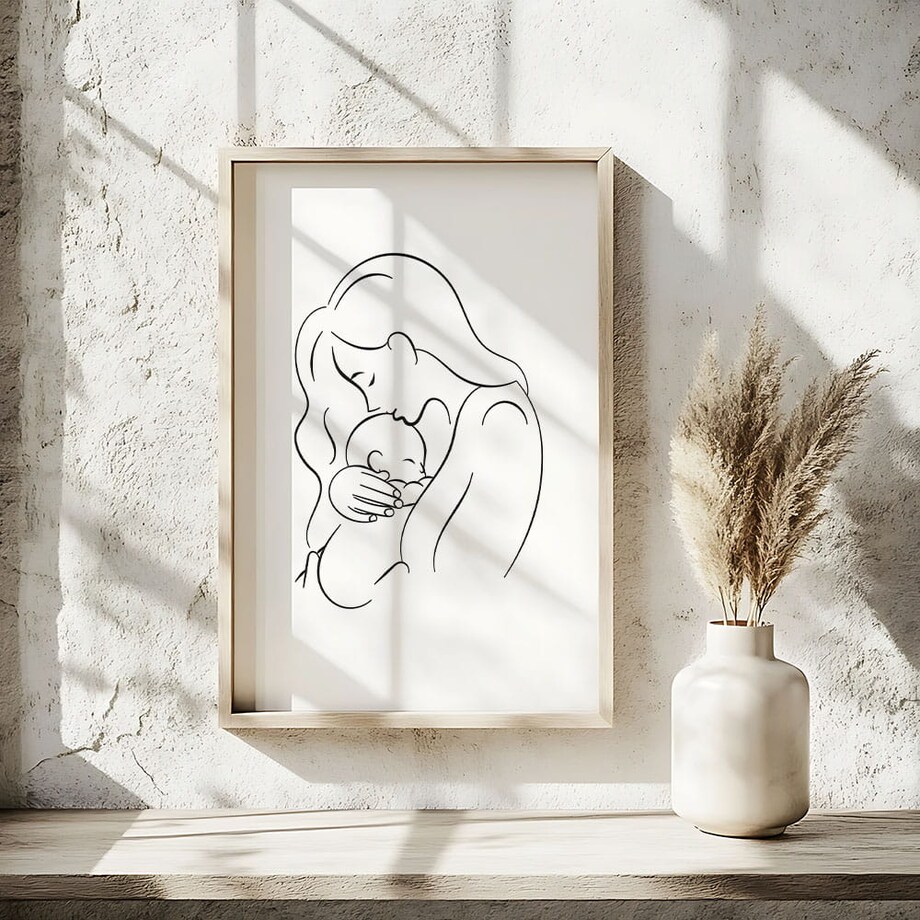 plakat line art mother with child 50x70 cm