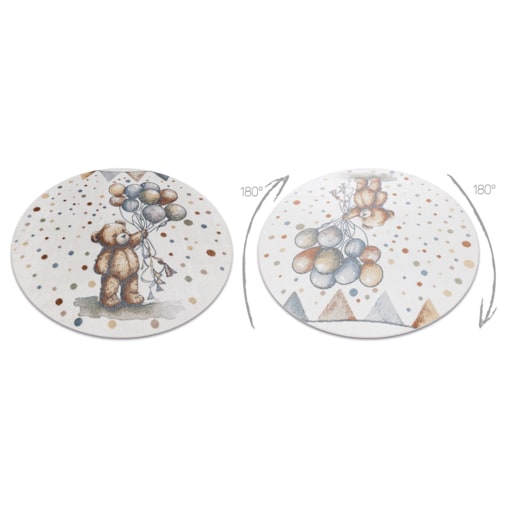 Dywan BONO 9614 koło Miś, balony kremowy / koło 100 cm