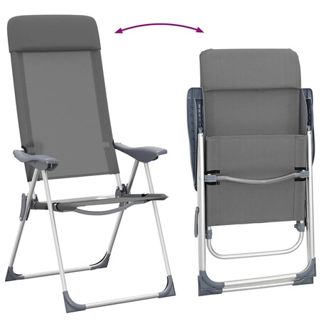 vidaXL Składane krzesła turystyczne, 2 szt., szare, aluminiowe