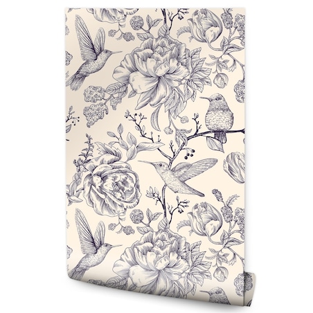 Tapeta do Sypialni Ptaki KOLIBRY Kwiaty