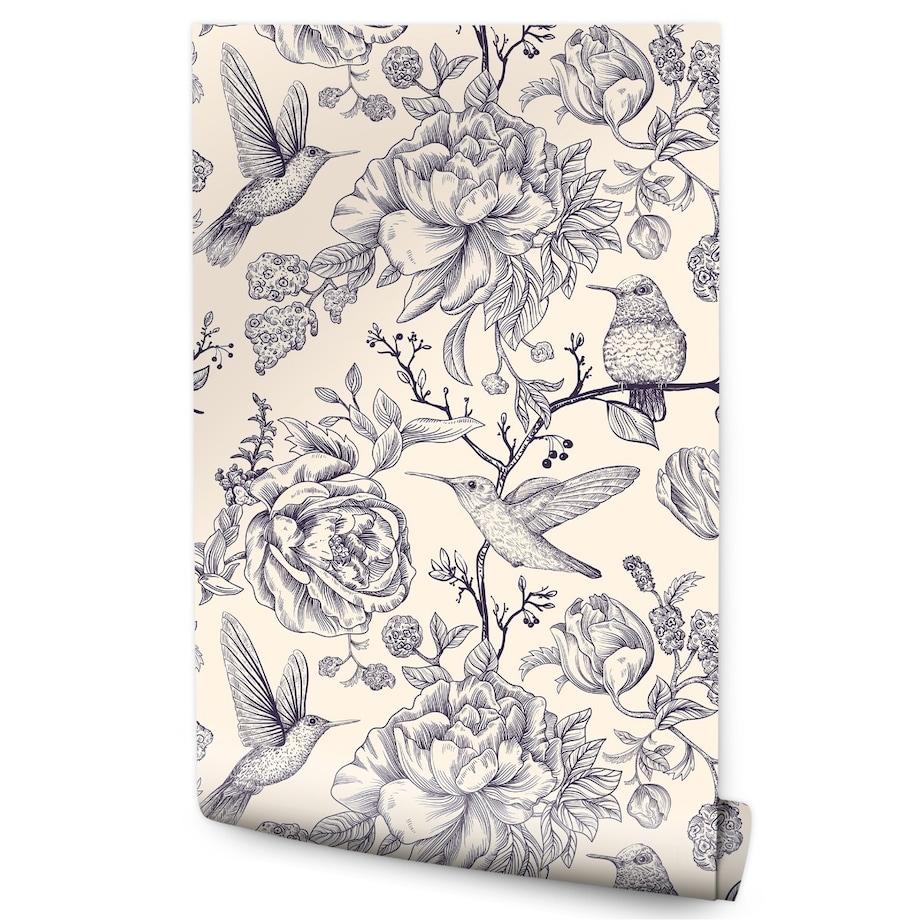 Tapeta do Sypialni Ptaki KOLIBRY Kwiaty