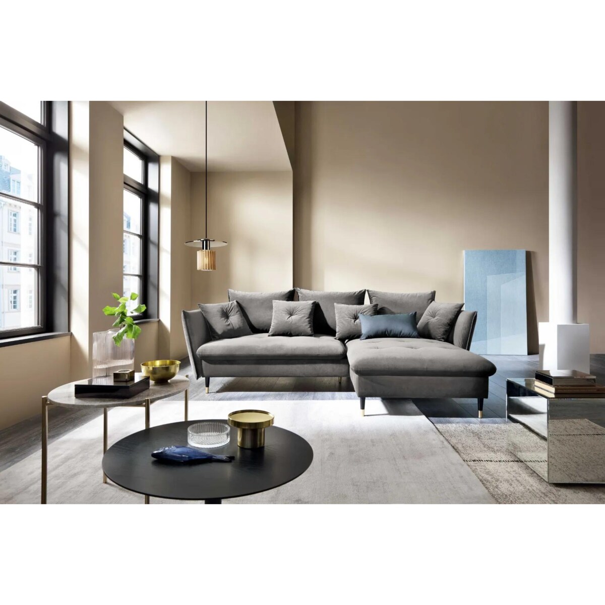 Narożnik z funkcją spania ATENA szary prawy/lewy