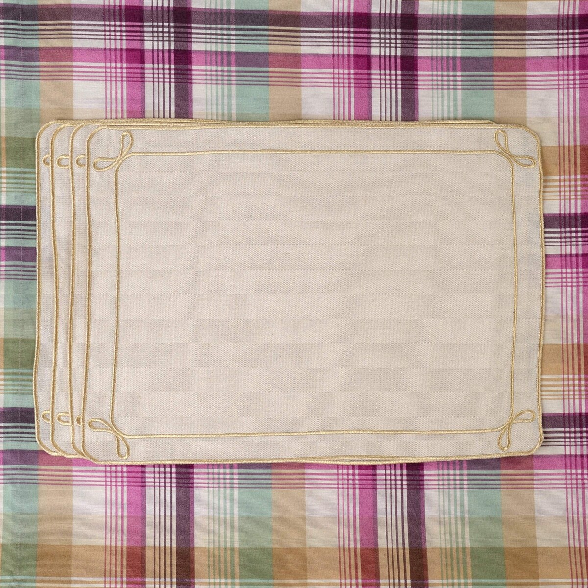 Haftowane podkładki z motywem kokard Golden Bows – komplet 6 szt.