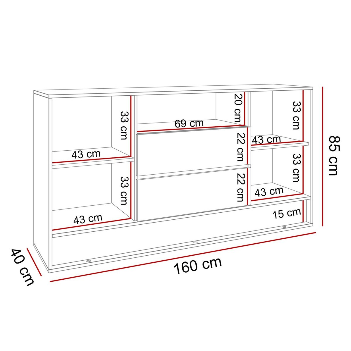 Komoda z szufladami VILLA z wstawką dąb wotan, biały + dąb wotan