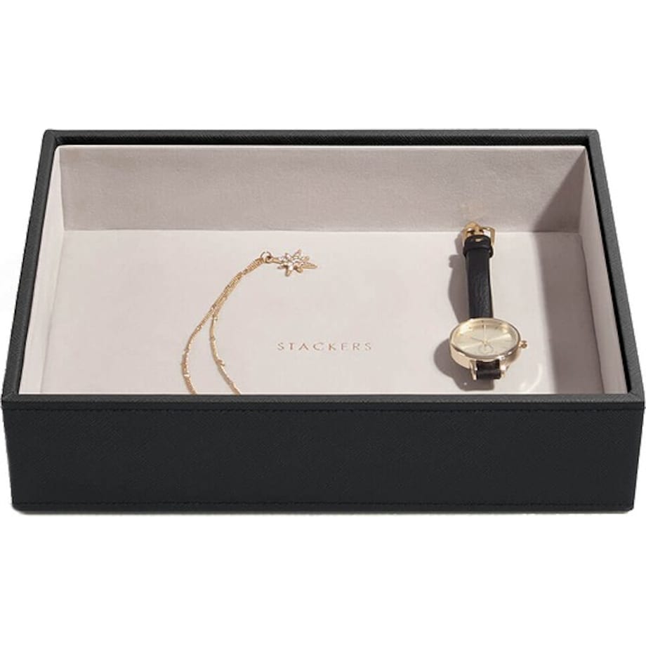 Szkatułka na biżuterię Stackers open classic czarna velvet