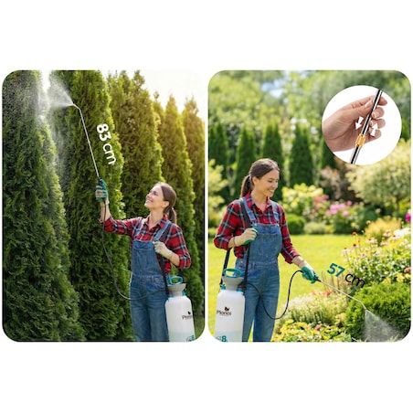 Opryskiwacz ciśnieniowy ręczny Plonos PL-606 8L duży ogrodowy regulowana lanca dysza