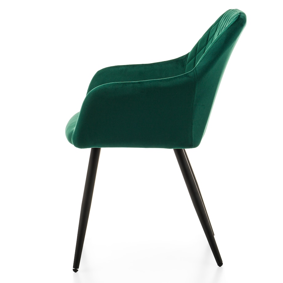 Krzesło tapicerowane TODI welur do salonu jadalni pikowane zielone