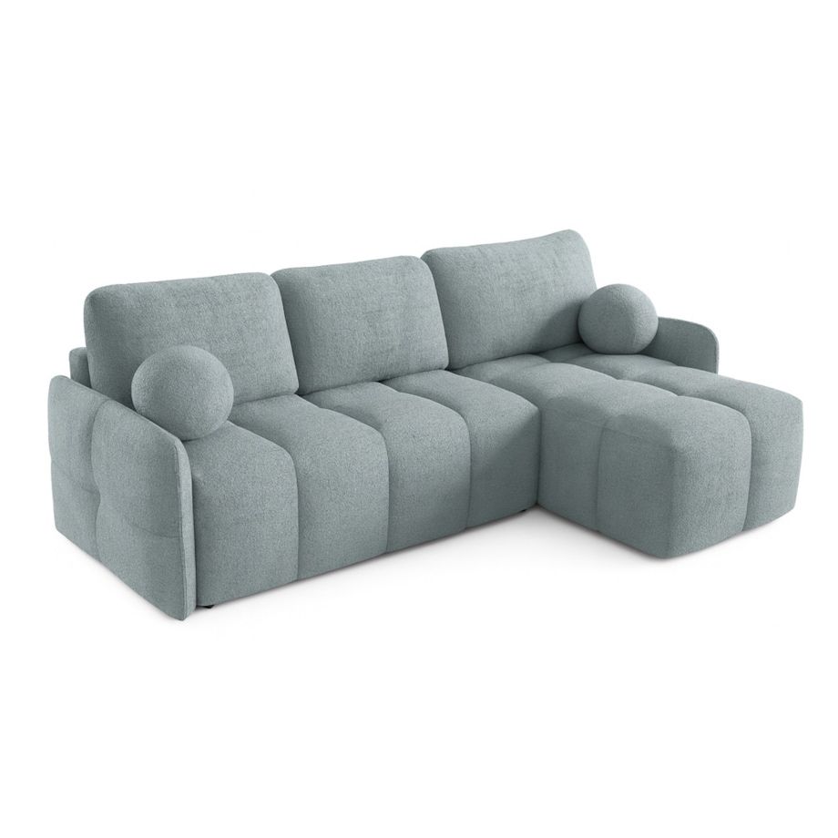 Narożnik MONO z funkcją spania i ozdobnymi poduszkami prawy, szary