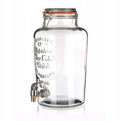 szklany SŁOIK z kranikiem NA NAPOJE lemoniadę 7 L do restauracji ogrodu bal