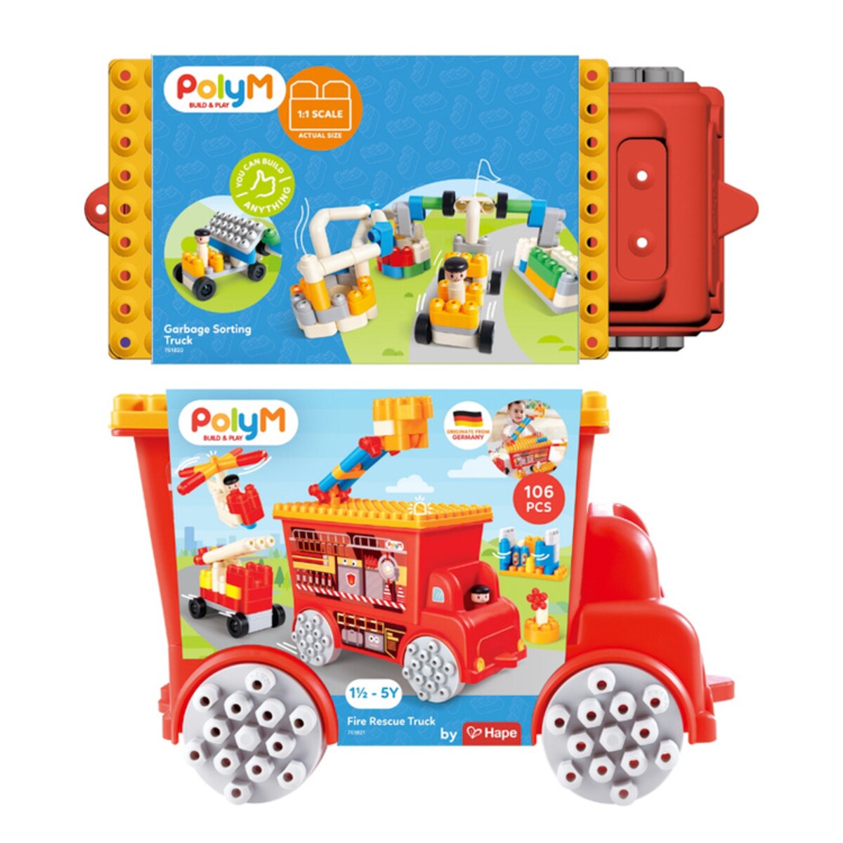 Miękkie Klocki Konstrukcyjne w Aucie Straż Pożarna 106 el. 18m+ PolyM