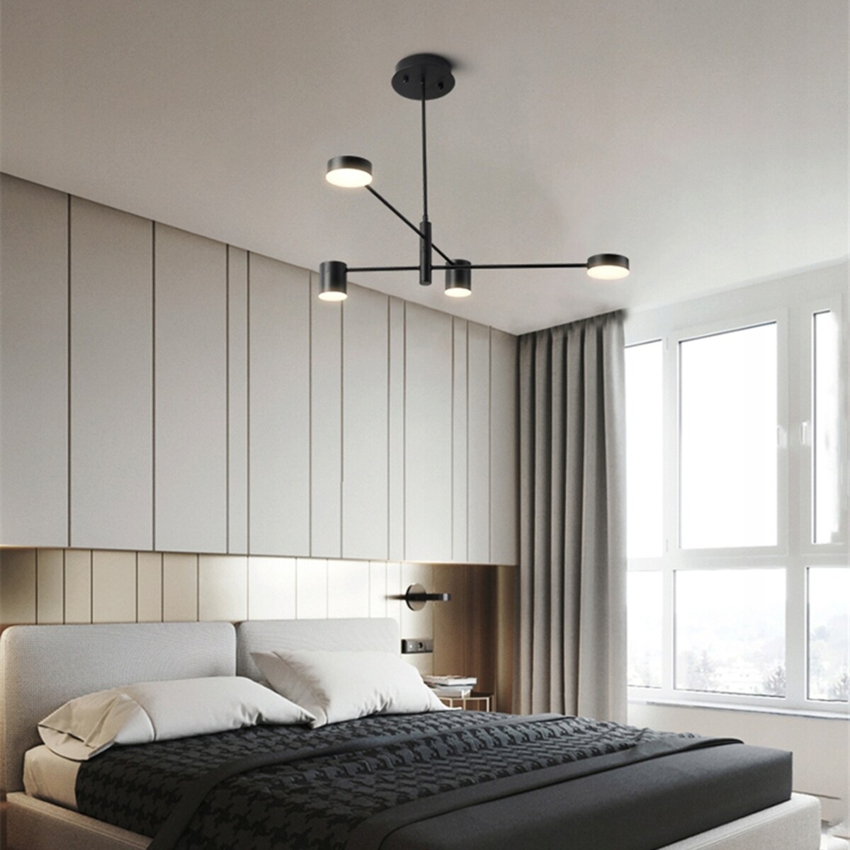 Lampa Sufitowa Nowoczesna Czarna 4-Ramienna Led