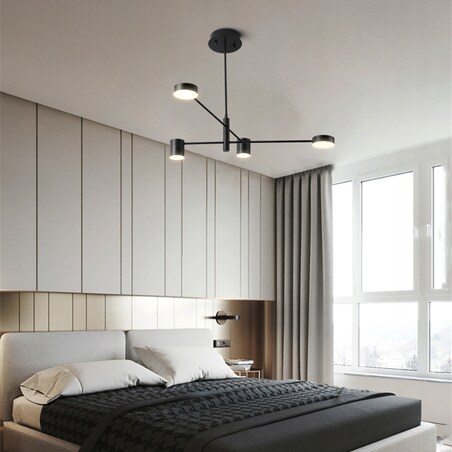 Lampa Sufitowa Nowoczesna Czarna 4-Ramienna Led