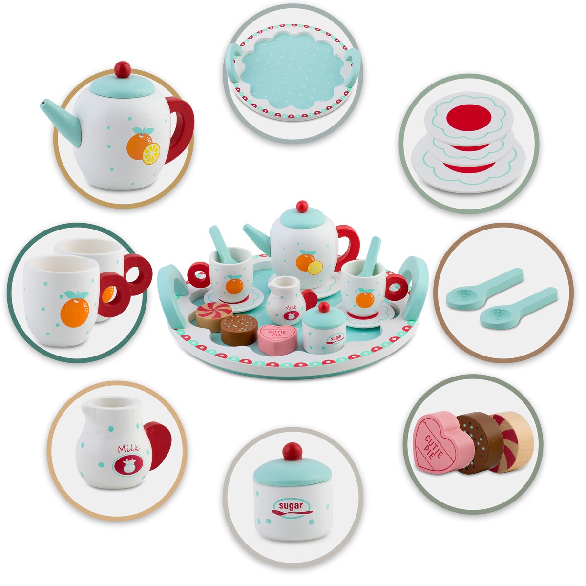 Drewniany serwis kawowy dla dzieci i ciasta Ricokids