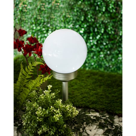 Lampa Solarna Kula 20Cm Ogrodowa 4 Led Czujnik Wbijana Zewnętrzna Ip44