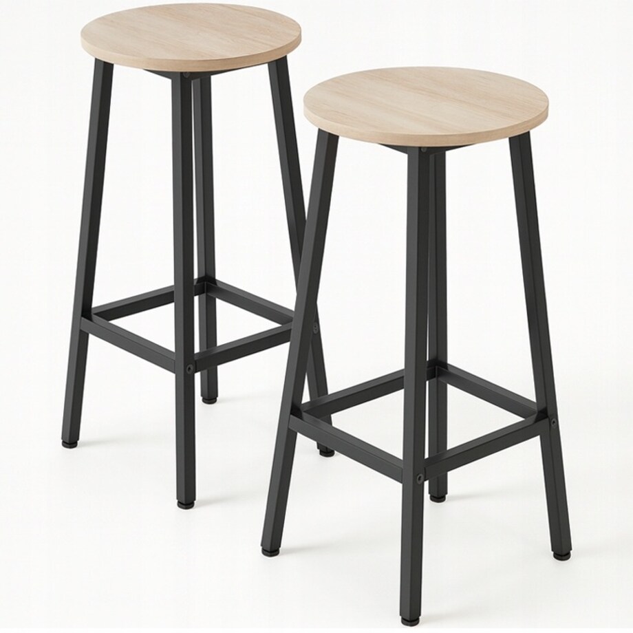 2x krzesło wysokie hoker barowy kuchenny stołek taboret metalowy dąb loft