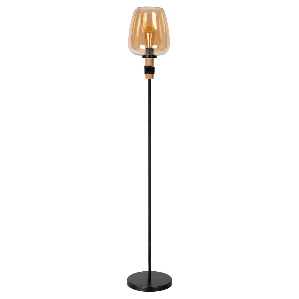 Szklana lampa podłogowa Ilona 45708/01/62 Lucide czarny bursztynowy