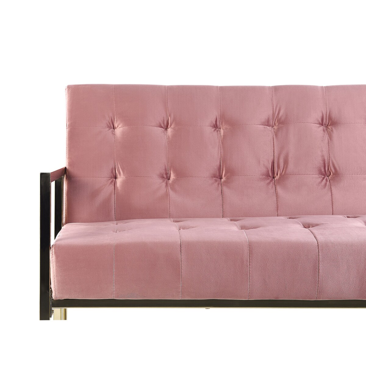 Sofa rozkładana welurowa różowa MARSTAL