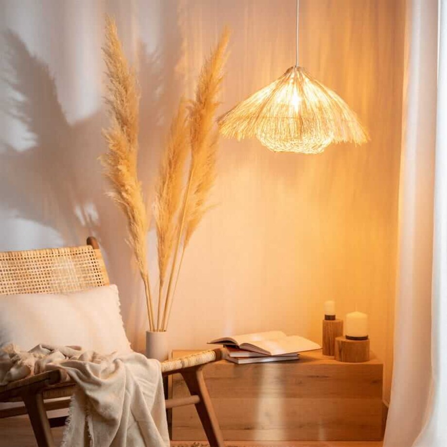 Lampa pleciona do salonu Boho ABR-NLW32-BH-E27 Abruzzo ratan naturalny