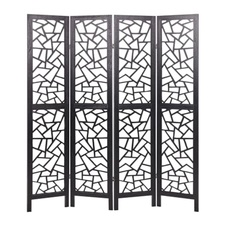 4-panelowy składany parawan pokojowy drewniany 170 x 163 cm czarny PIANLARGO