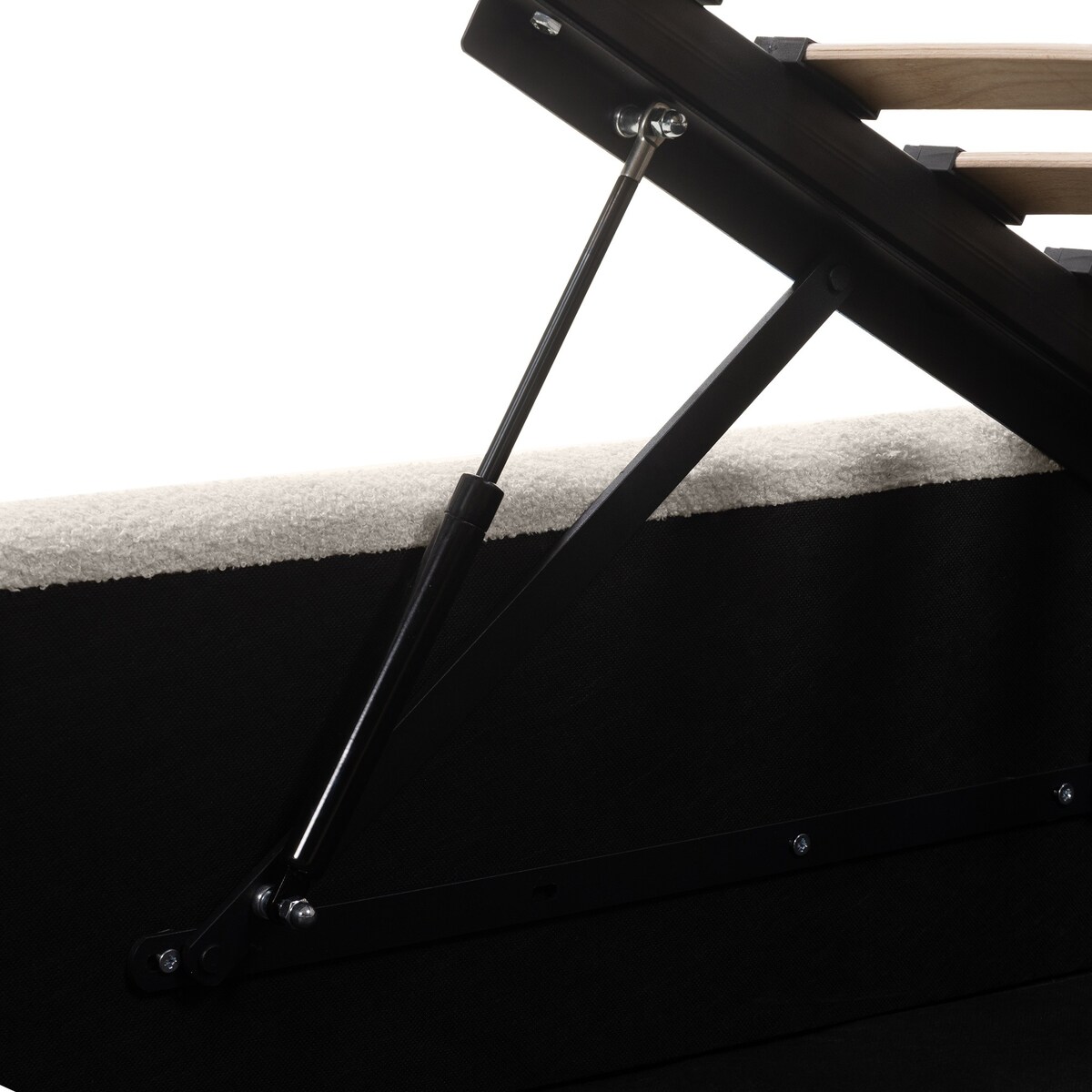 Łóżko 160x200 cm ze stelażem i pojemnikiem bouclé jasnobeżowe Londra