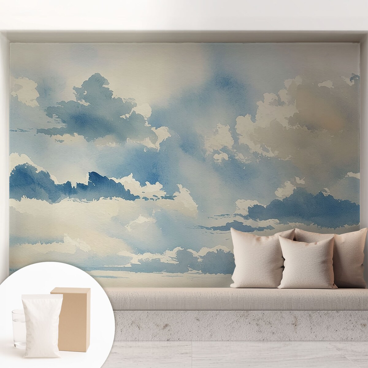 Fototapeta flizelinowa 208x146 cm - Niebiańskie obłoki, tapeta ścienna niebieska