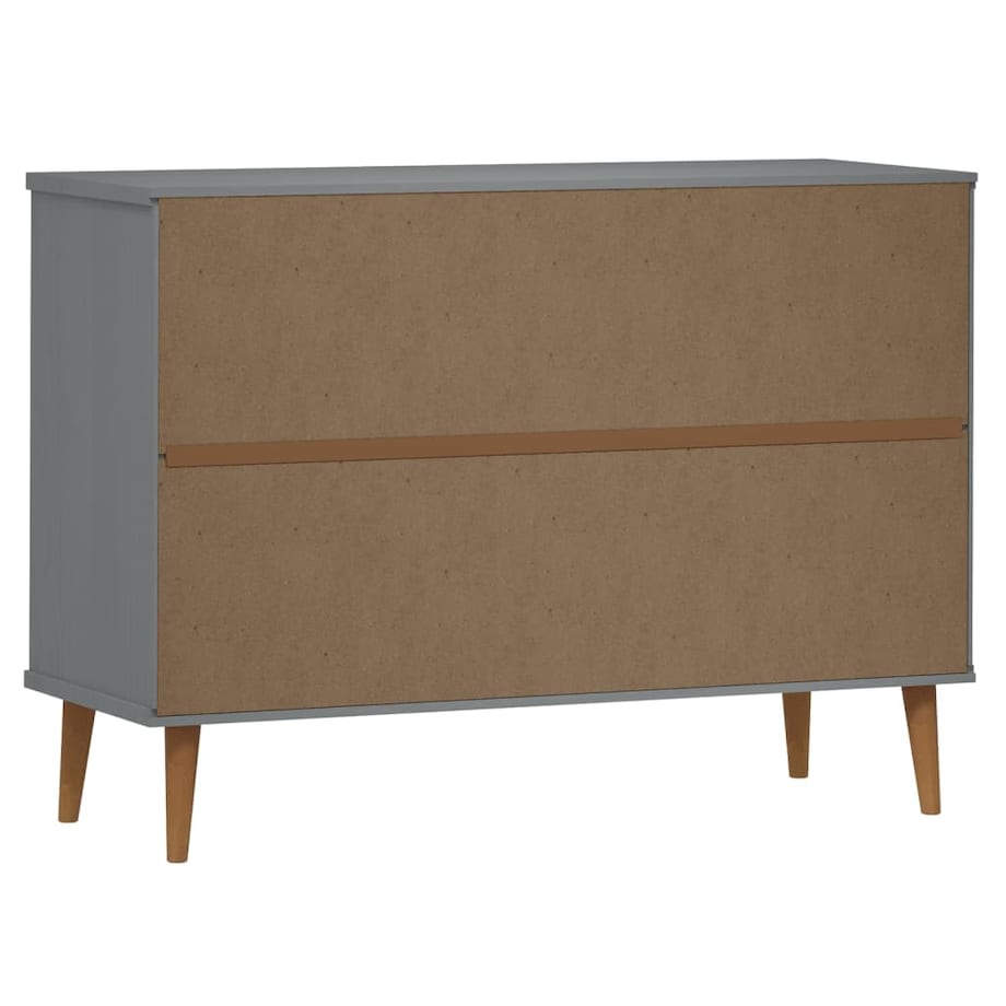 vidaXL Komoda MOLDE, szara, 113x40x80 cm, lite drewno sosnowe
