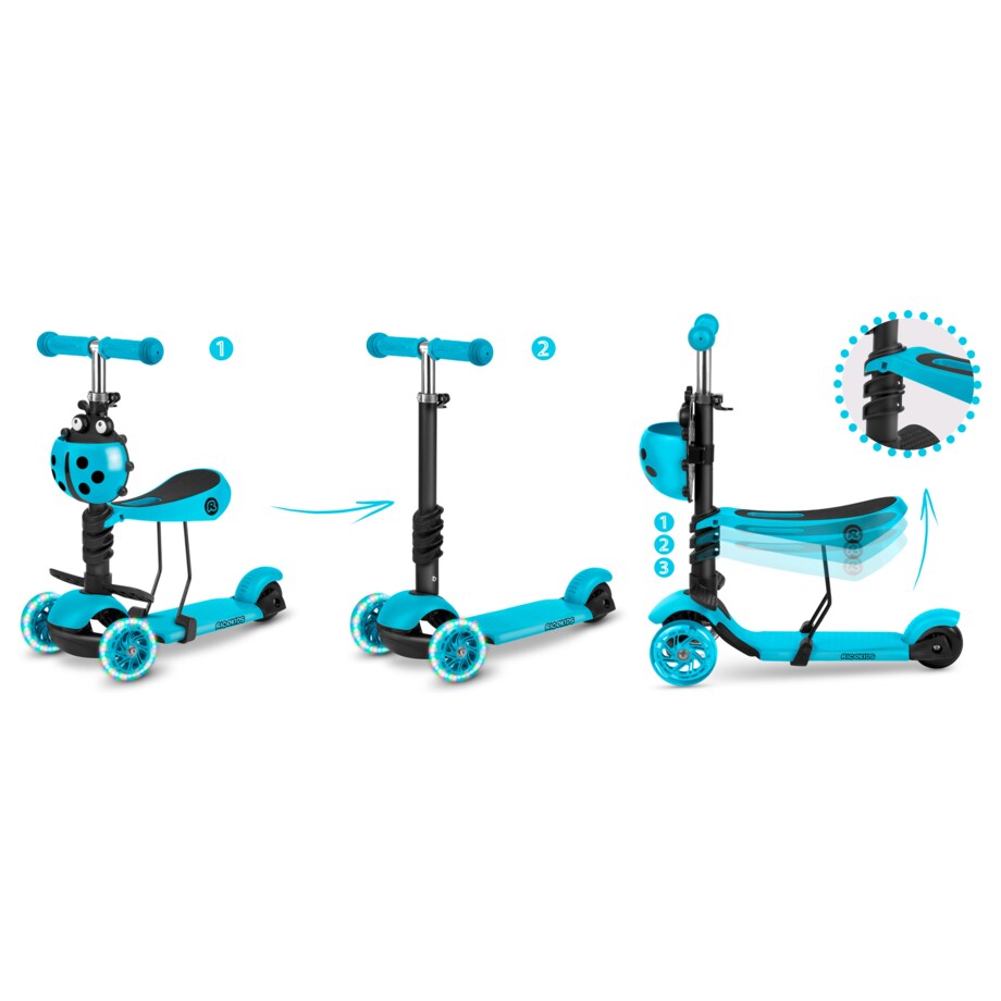 Hulajnoga trójkołowa balansowa dla dzieci 3w1 Ricokids Buggy niebieska
