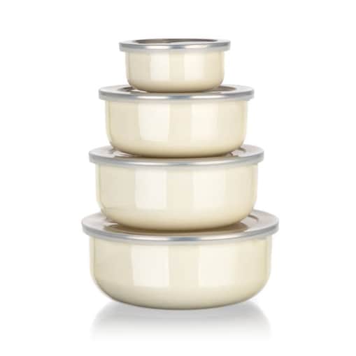 ZESTAW MISEK emaliowane na jedzenie żywność pojemnik pokrywki box lodówki