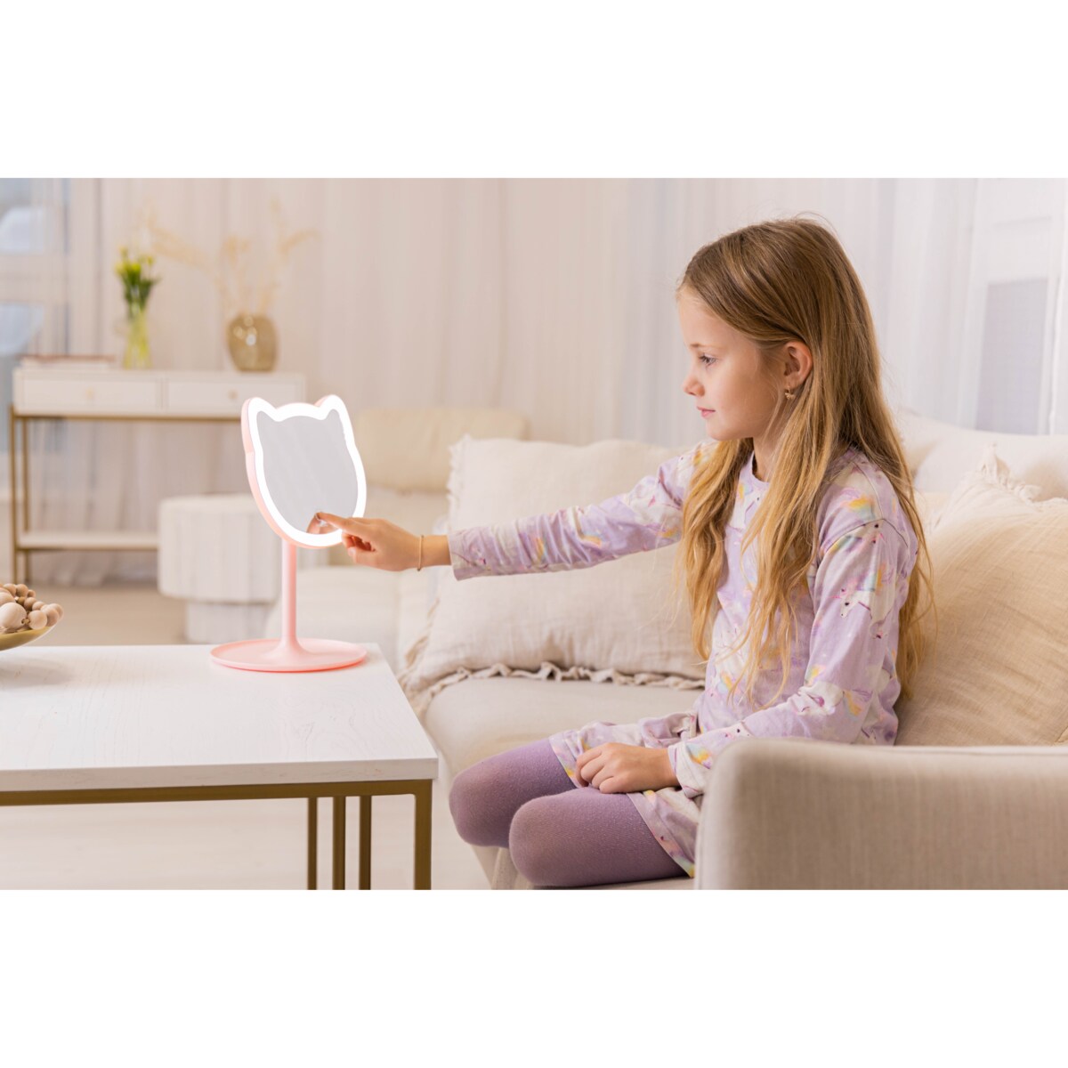 INNOGIO GIOPERFECT Pink Cat lusterko kosmetyczne z podświetleniem LED