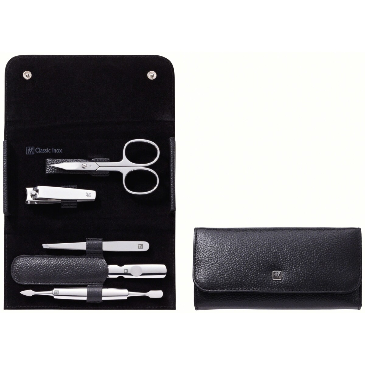 Zestaw do manicure Zwilling Classic Inox – skórzane etui, 5 elementów - Czarny