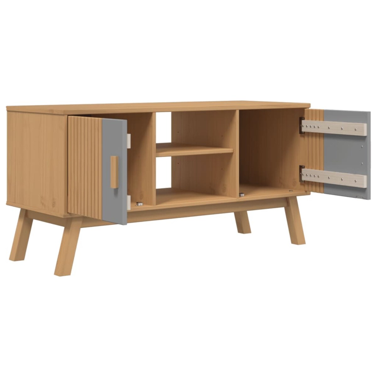 vidaXL Szafka RTV OLDEN, szaro-brązowa, 114x43x57 cm, drewno sosnowe