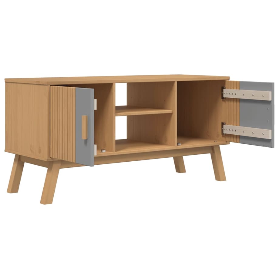 vidaXL Szafka RTV OLDEN, szaro-brązowa, 114x43x57 cm, drewno sosnowe