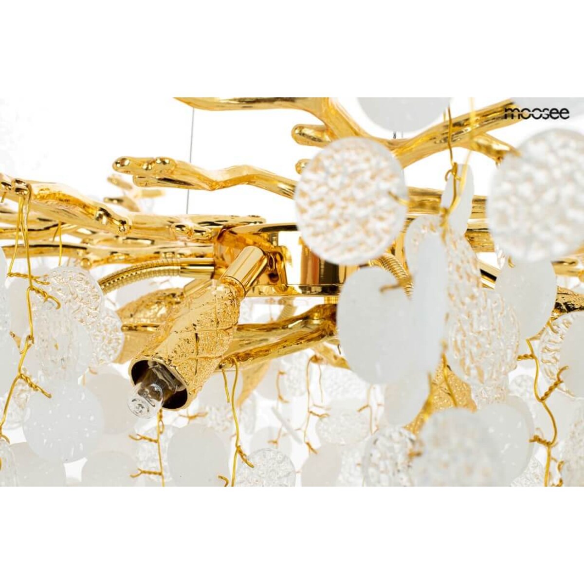 Designerska lampa wisząca Riviera MSE010100391 Moosee glamour kryształowa złota biała