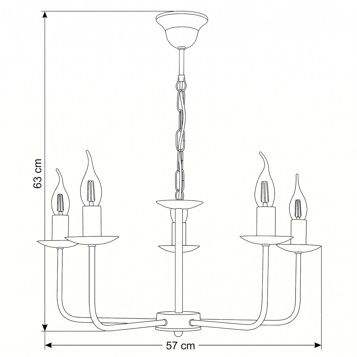 czarna lampa wisząca świecznikowa edylit 5 punktowa