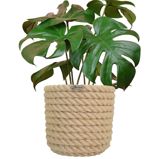 19 BOHO jutowa osłonka na doniczkę koszyk naturalny lina z trawy plecionej JUTA styl skandynawski etno loft wzór 19/210