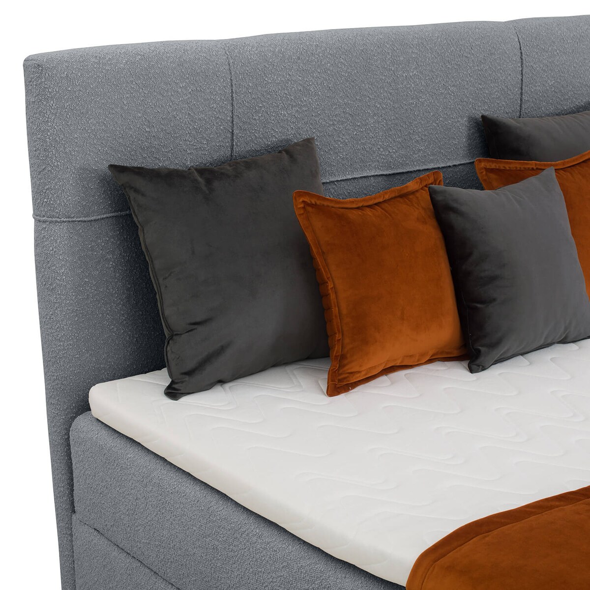 Łóżko kontynentalne EVERTON 160x200 z pojemnikiem, Stalowy, tkanina Baloo 2083