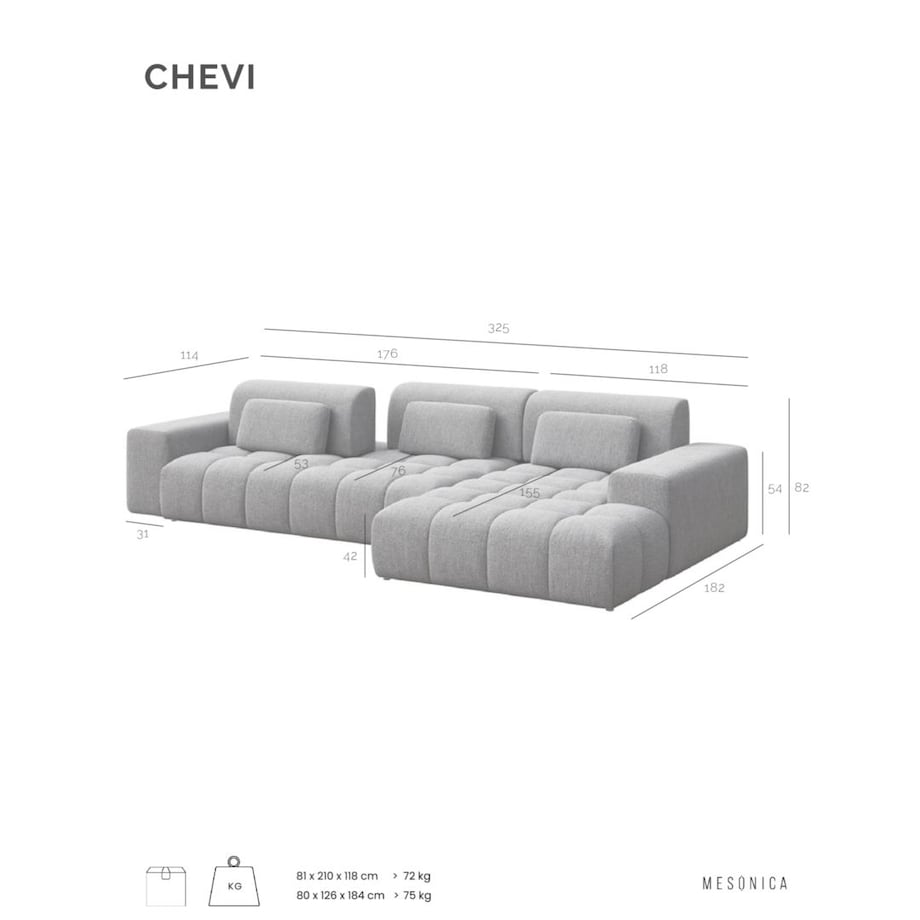 Chevi Sofa narożna - szara