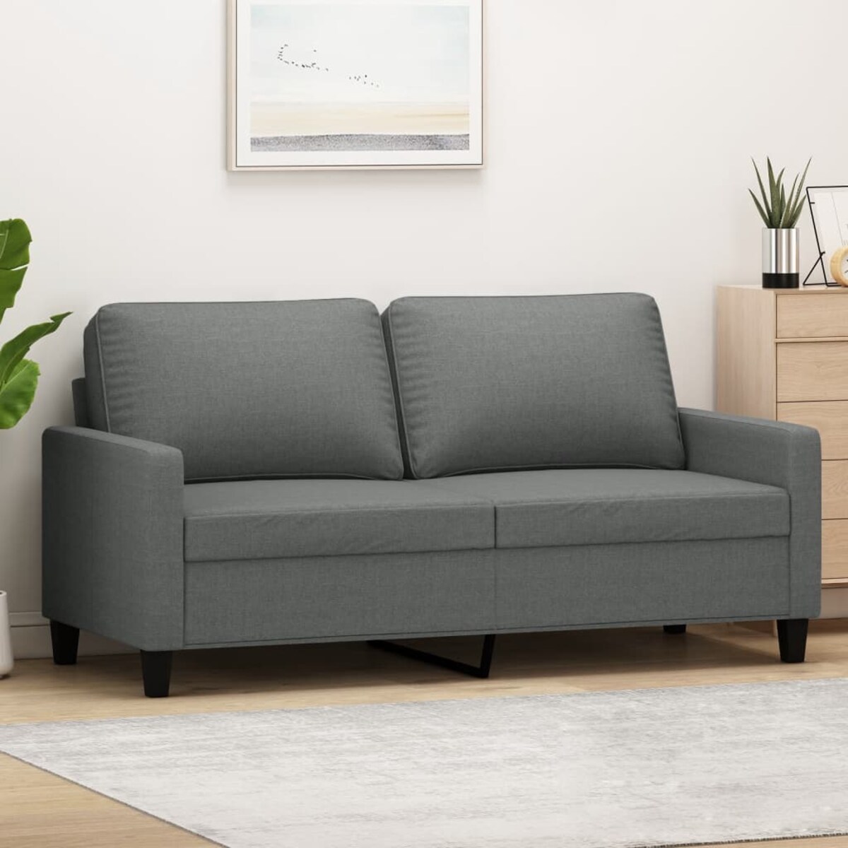 vidaXL Sofa 2-osobowa, ciemnoszara, 140 cm, tapicerowana tkaniną