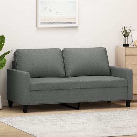 vidaXL Sofa 2-osobowa, ciemnoszara, 140 cm, tapicerowana tkaniną
