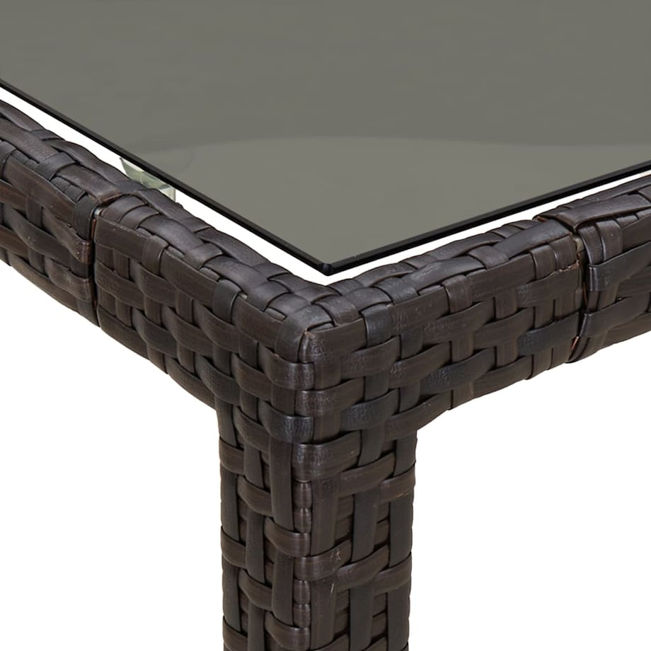 vidaXL Stół ogrodowy, brązowy, 190x90x75 cm, szkło i rattan PE