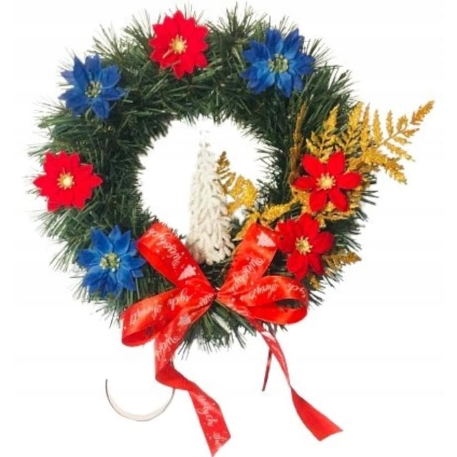 WIANEK dekoracja na drzwi okno święta gotowy stroik podarunek 30cm kwiaty