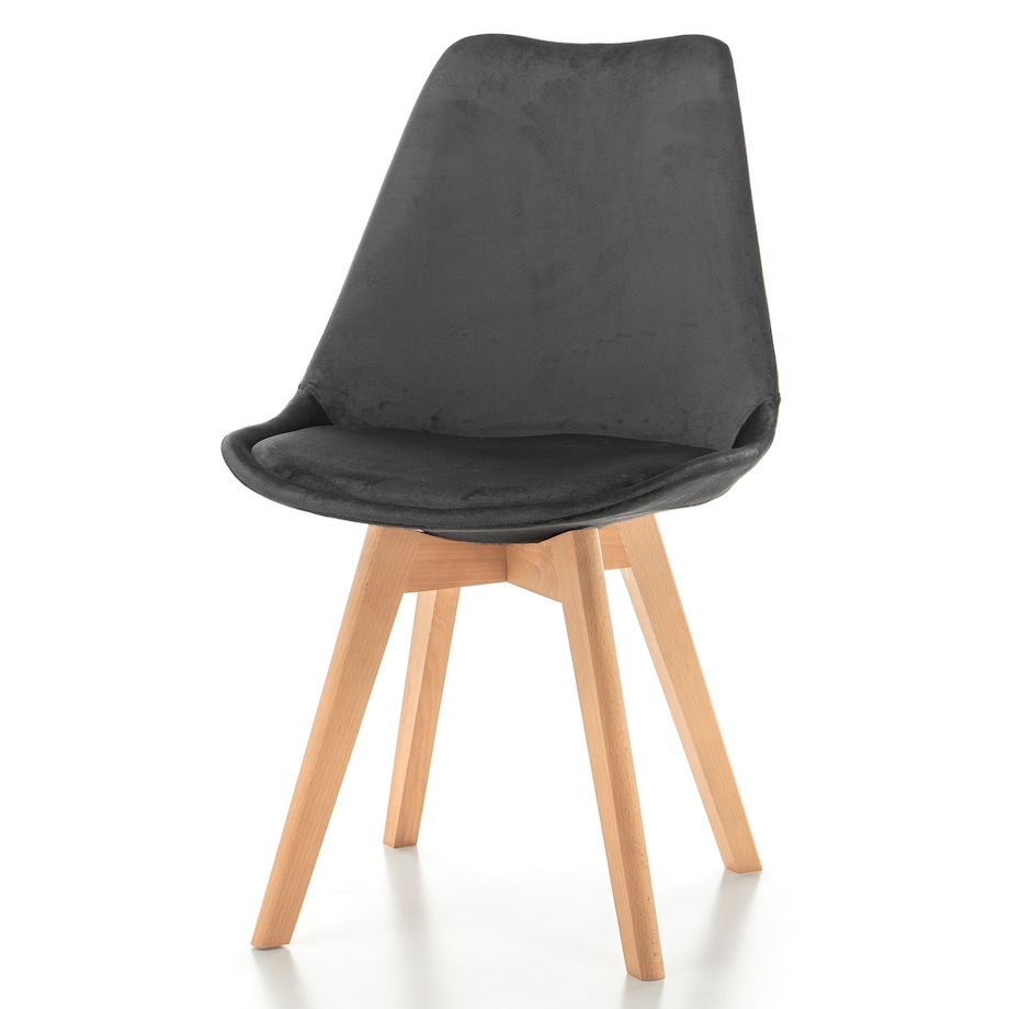 Krzesło skandynawskie z poduszką welurowe DUBLIN szare