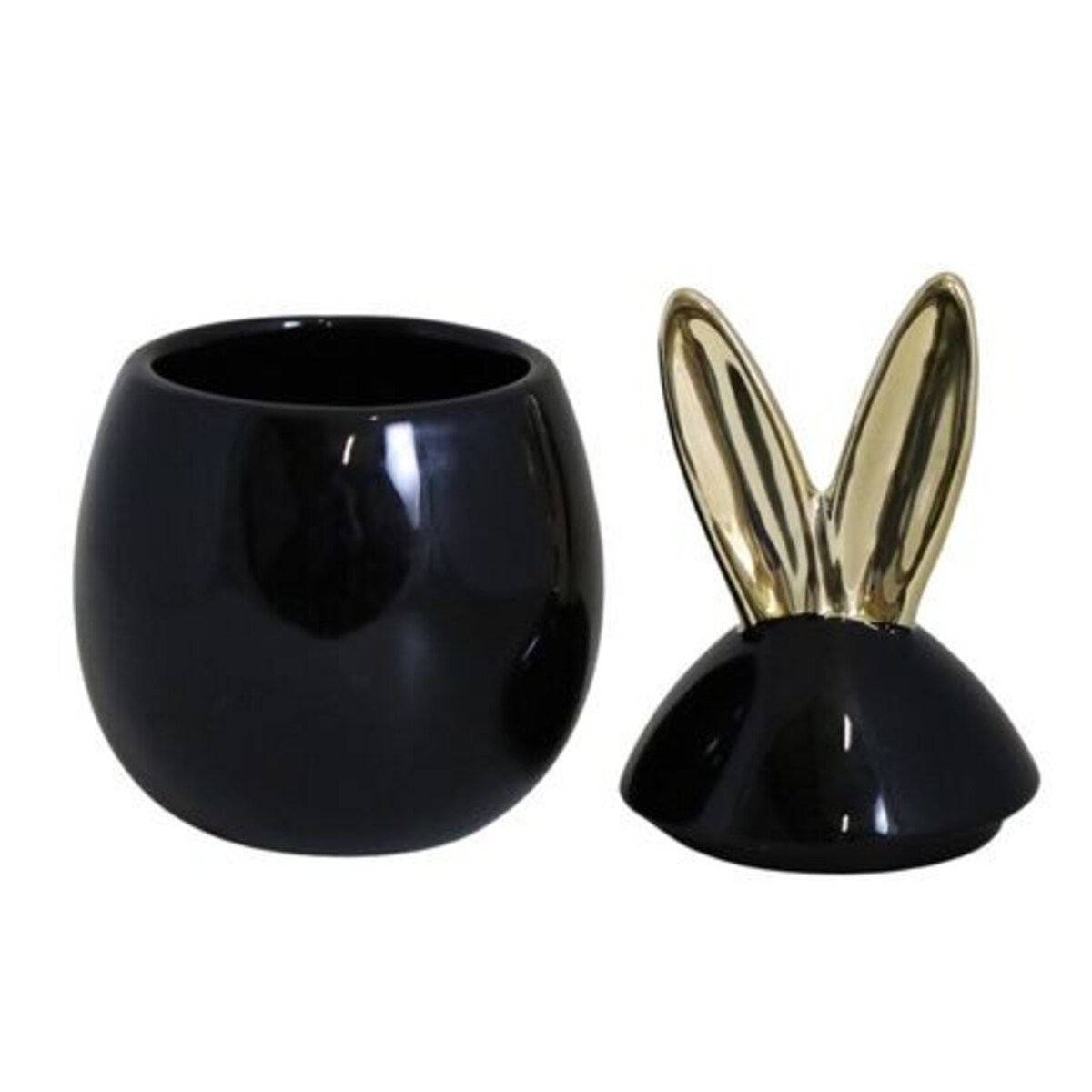 Dekoracja - jajko ceramiczne 19x10x10 cm otwierane OREJADA czarne